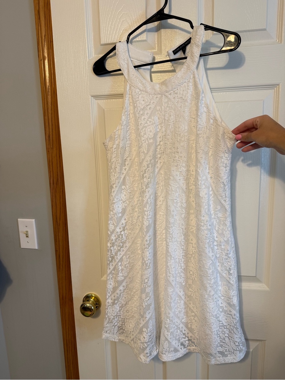 Three Hearts White Lace Sleeveless Dress